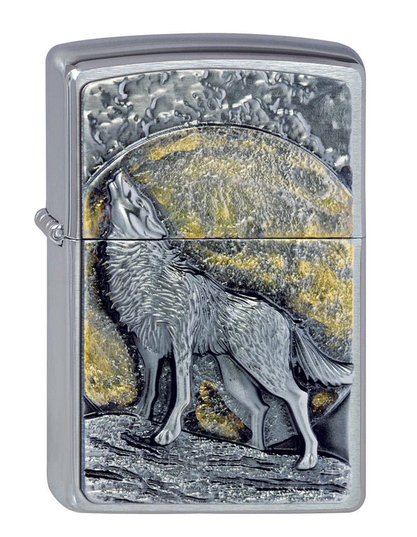 Zippo vžigalnik 2.003.038 Wolf and Moonlight Emblem - spraskani