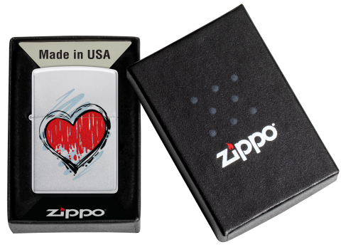 Zippo 46803 vžigalnik Heart, Satin Chrome