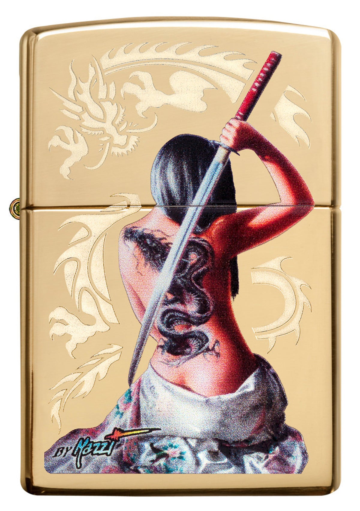 Zippo vžigalnik 29668 Mazzi Girl with Dragon Tattoo by Mazzi