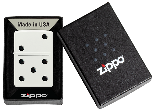 Zippo 46159 vžigalnik Dominos, White Matte