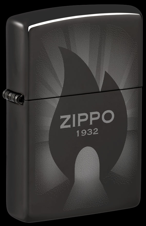 Zippo 46175 vžigalnik Campfire Zippo Fire Logo, High Polish Black