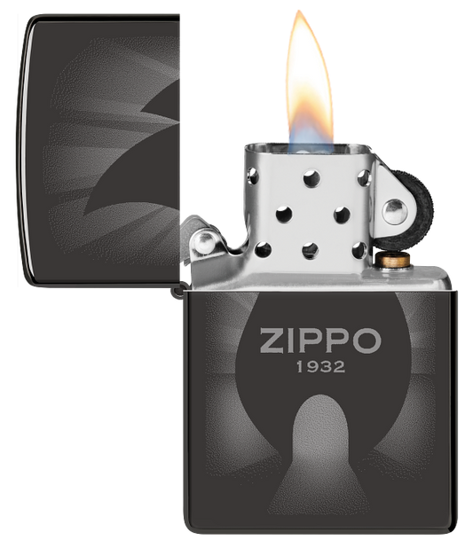 Zippo 46175 vžigalnik Campfire Zippo Fire Logo, High Polish Black