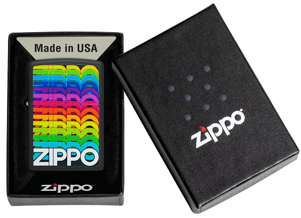 Zippo 46234 vžigalnik Rainbow Zippo Logo, Black Matte