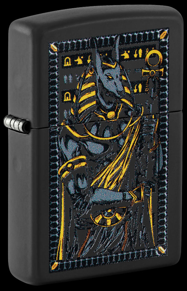 Zippo 46245 vžigalnik Egyptian God Anubus, Black Matte