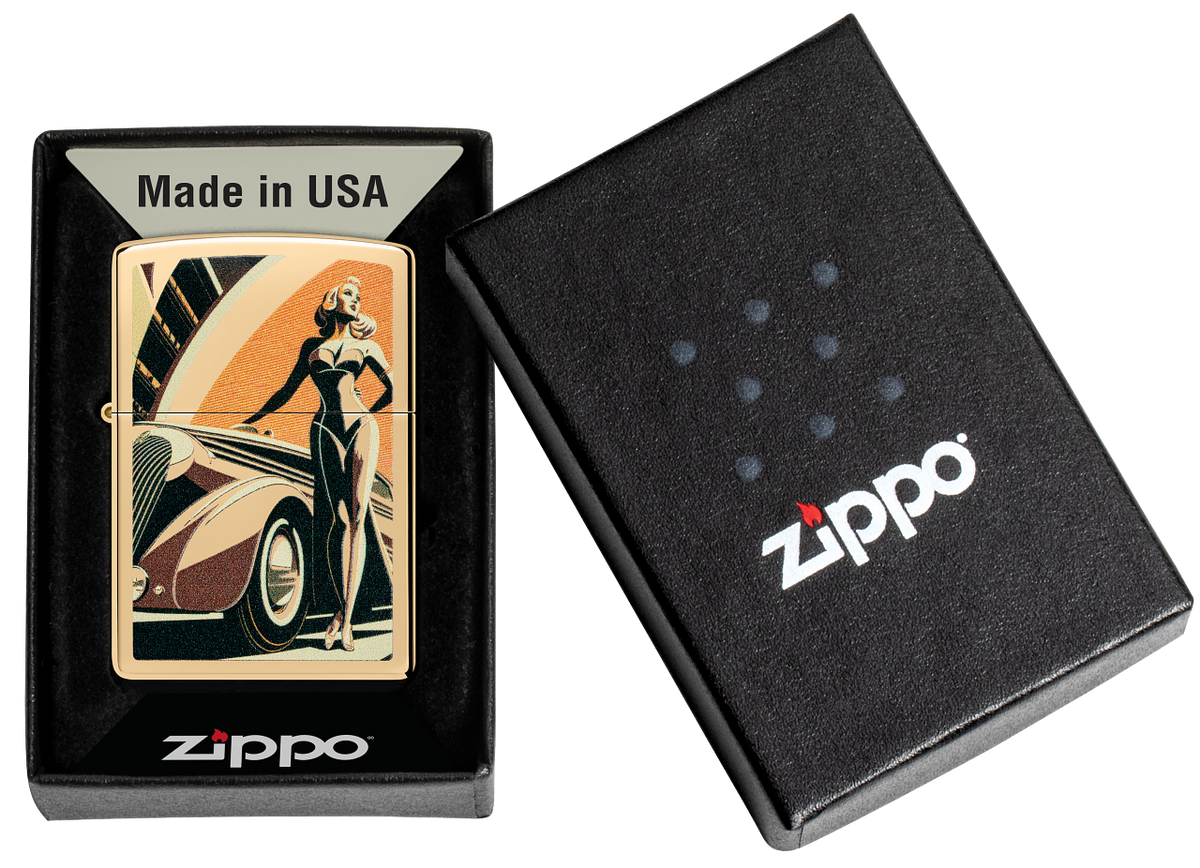 Zippo 60.007.258 vžigalnik Vintage Car & Woman