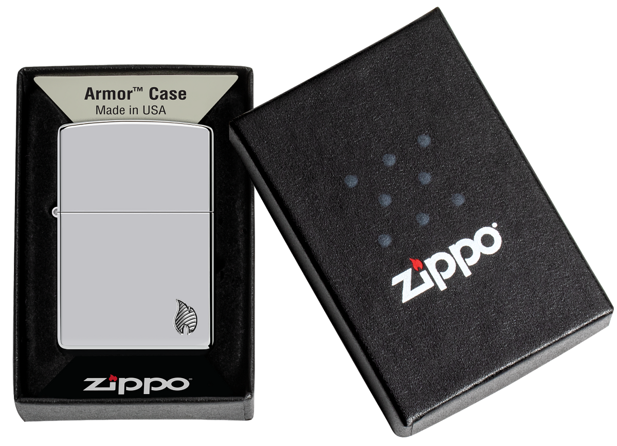 Zippo vžigalnik 46396 Armor Flame, High Polish Chrome