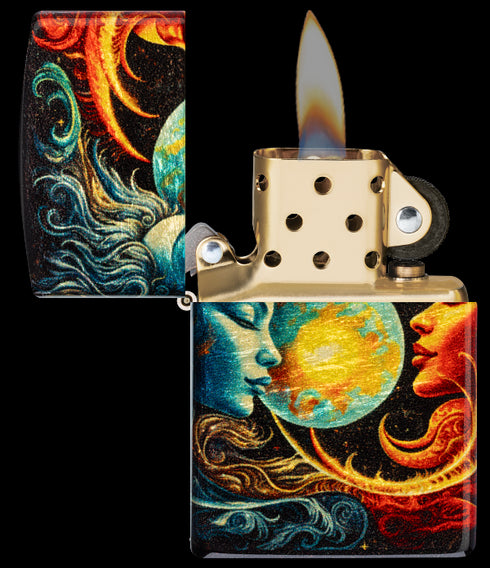 Zippo 46563 vžigalnik Spiritual Sun and Moon, 540 Tumbled Brass