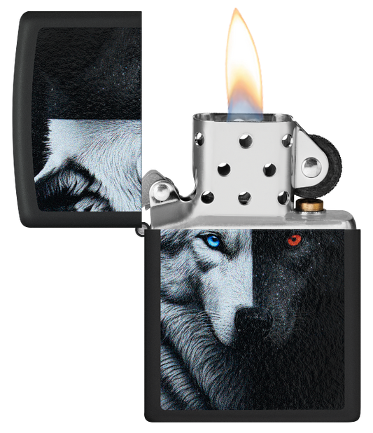 Zippo 46694 vžigalnik Dual Inner Wolf, Black Matte