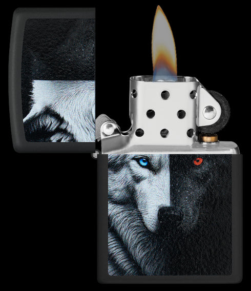 Zippo 46694 vžigalnik Dual Inner Wolf, Black Matte