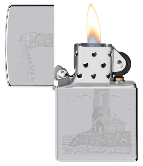 Zippo 46725 vžigalnik Lighthouse, High Polish Chrome
