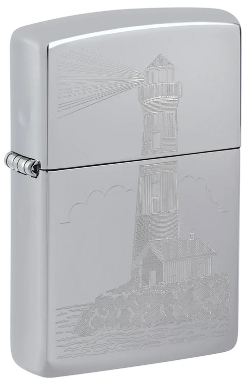 Zippo 46725 vžigalnik Lighthouse, High Polish Chrome