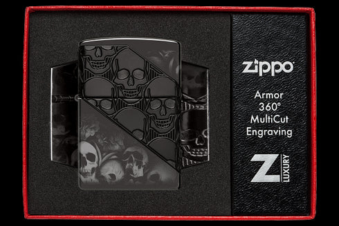 Zippo 46751 vžigalnik Skulls Armor, High Polish Black