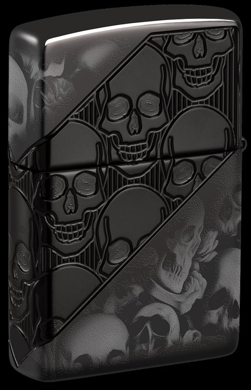 Zippo 46751 vžigalnik Skulls Armor, High Polish Black
