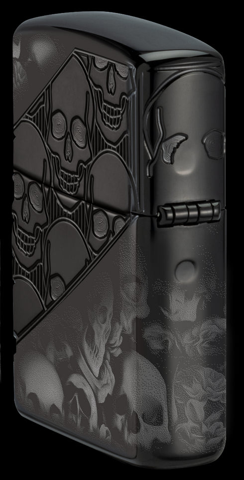 Zippo 46751 vžigalnik Skulls Armor, High Polish Black