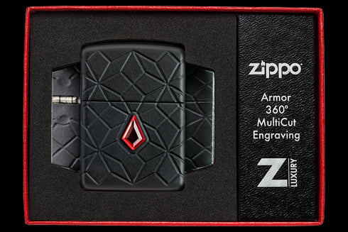 Zippo 46756 vžigalnik Red Jewel with Pattern Armor, Black Matte