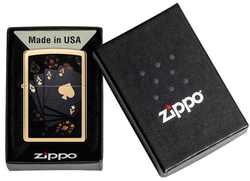 Zippo 47141 vžigalnik Black & Golden Poker