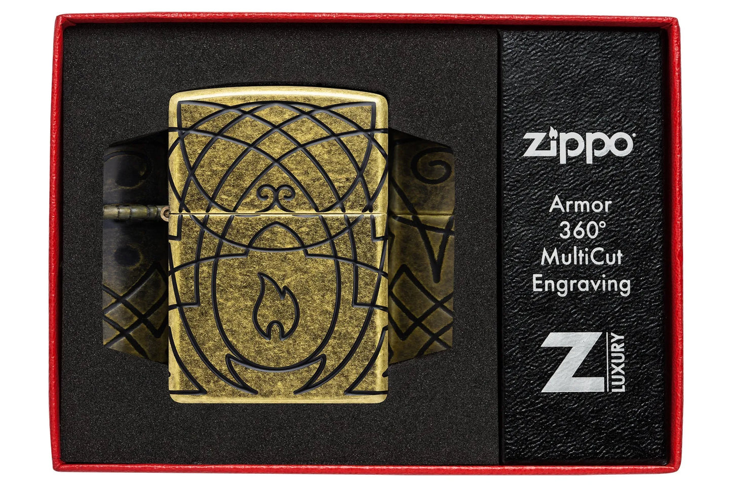Zippo 47254 vžigalnik Elegant Flame Armor, Antique Brass