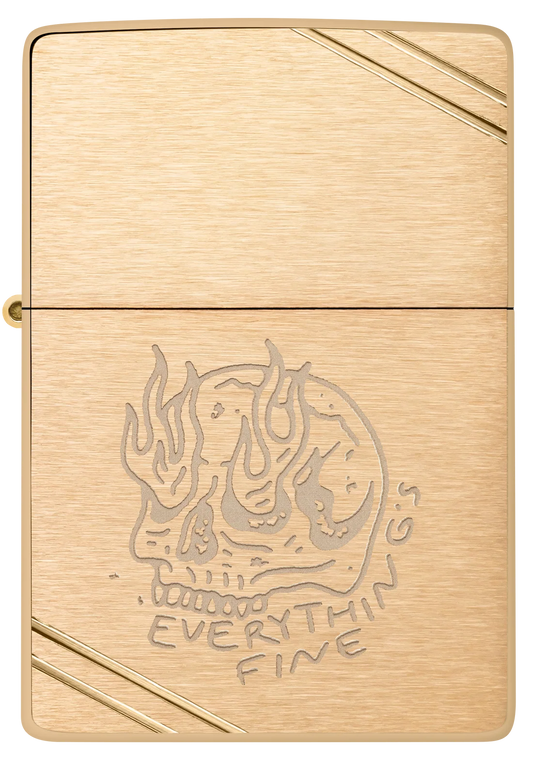 Zippo 47262 vžigalnik Everything's Fine, Vintage Brushed Brass