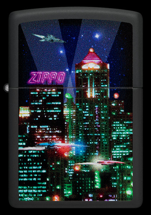 Zippo 48506 vžigalnik Cyber City, Black Matte