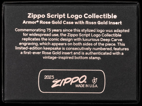 Zippo vžigalnik 48768 Script Collectable 2023 Armor High Polish Rose Gold