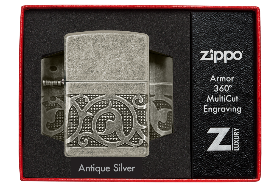 Zippo vžigalnik 49290 Pattern Armor Antique Silver
