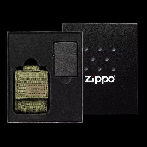 Zippo vžigalnik 49400 Black Crackle in etui OD Green Pouch