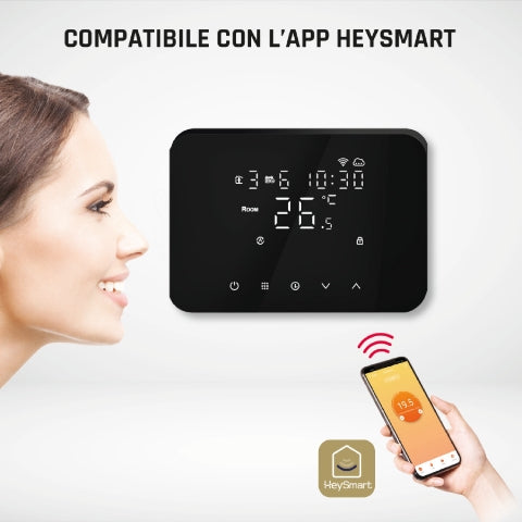 Termostat 49683035 gretje in hlajenje 230V WI-FI smart, črn