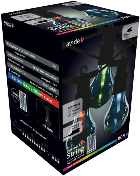 Avide 952925 Svetlobna veriga Papaya RC LED 5W 5m 5 barv RGB IP44