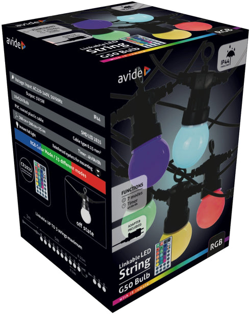 Avide 952949 Veriga barvnih žarnic IR 5 m G50 barvne žarnice