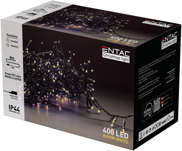 Entac 980164 Novoletne lučke - vrv bela 400 LED 8 m
