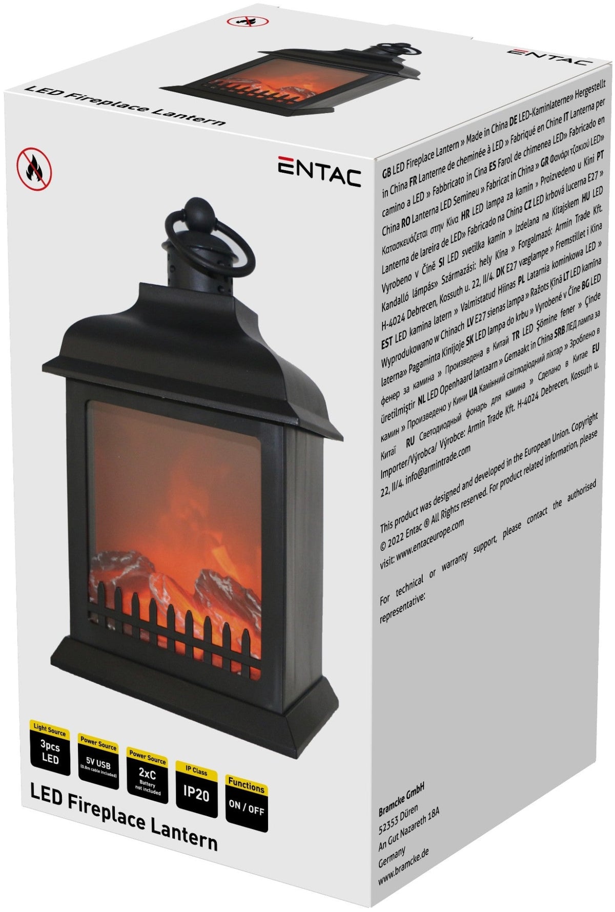Entac 89587 Svetilka imitacija kamina LED 2xC USB
