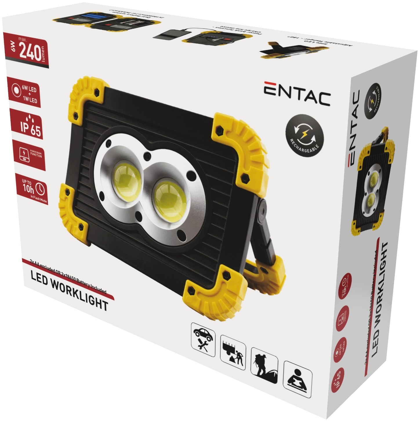 Entac 94345 Svetilka delovna polnilna 6W COB 1W LED IP65