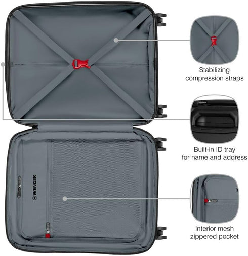 Kovček Wenger 612536 Prymo CarryOn, Trde Stranice, Črn, 36-43 L