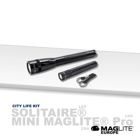 Maglite set City Life SX45017L - Mini Pro + Solitaire (Črna)
