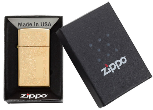 Zippo vžigalnik 1652B Venetian® Slim® High Polished Brass