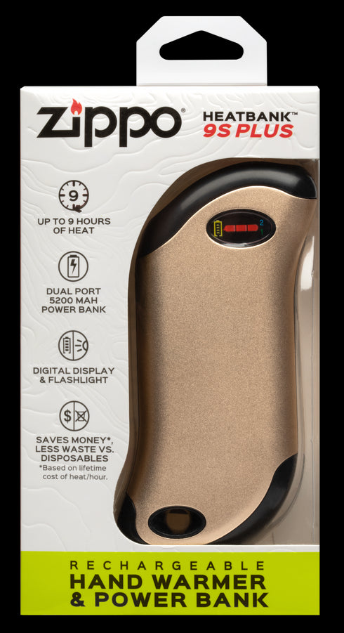 Zippo 2.007.360 HeatBank™ 9s PLUS Grelec za roke in USB polnilec, Zlat