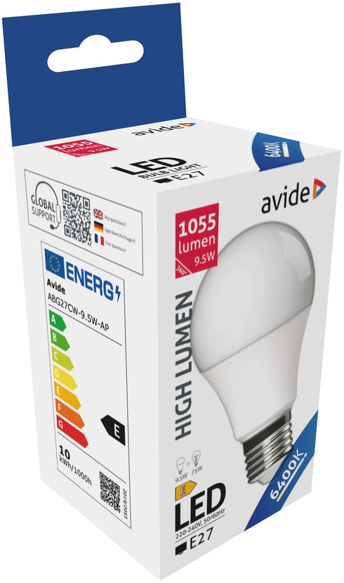 Avide 933009 Žarnica LED 9.5W E27 6400K 1055lm A60 180°