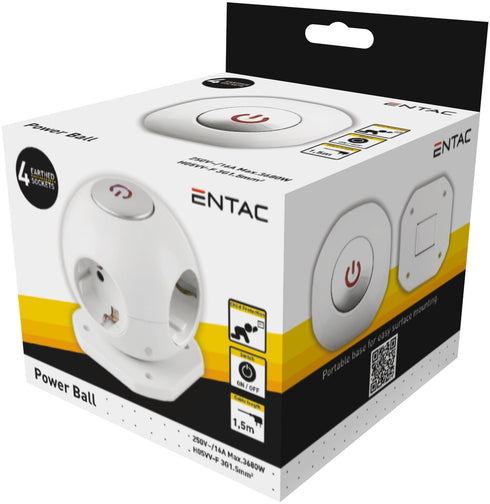 Entac 979304 Razdelilec krogla 4 vtični 1,5 m