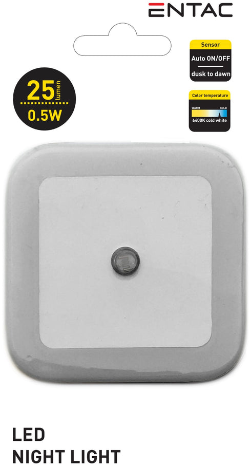 Entac 981321 Nočna svetilka na senzor 0.5W CW kvadrat bela