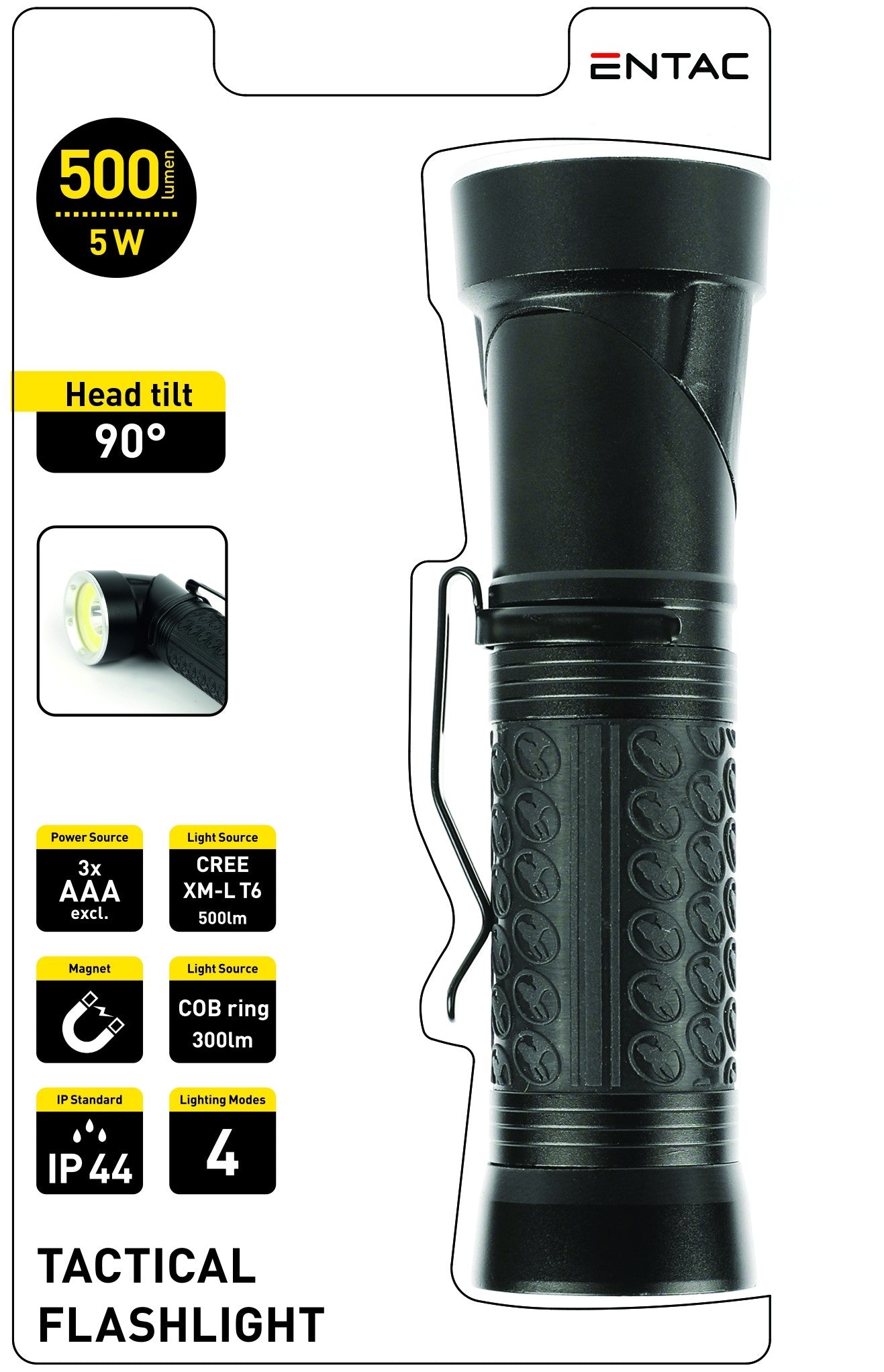 Entac 982069 Baterijska svetilka CREE COB LED 90° 5W 3xAAA