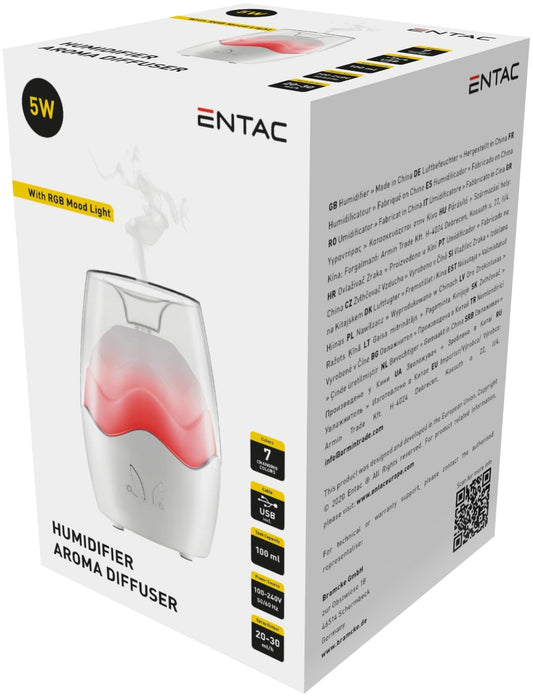 Entac 984049 Vlažilec zraka z aromaterapijo z RGB Mood Light 100ml 5W