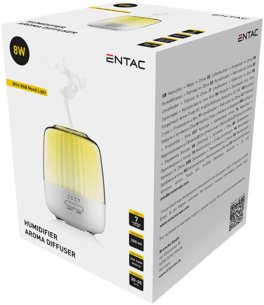 Entac 84063 Vlažilec zraka z aromaterapijo z RGB Mood Light 300ml 8W