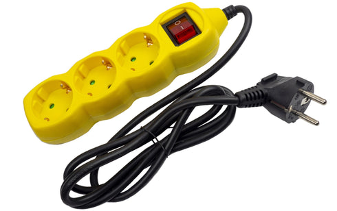 Entac 984407 Podaljšek 3 vtični s stikalom, 1,5 m rumen