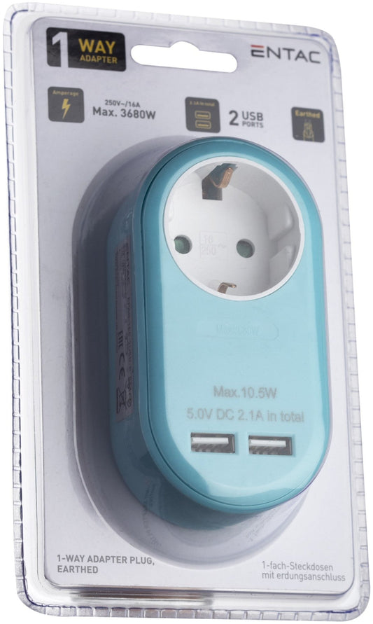 Entac 985404 Razdelilec 1x 16A 2x USB Moder