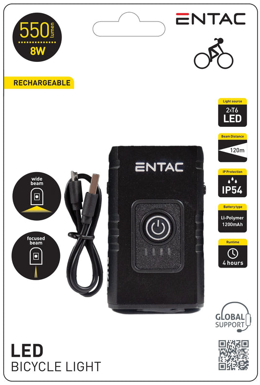 Entac 988283 Polnilna svetilka za kolo LED 8W 120m 7500K