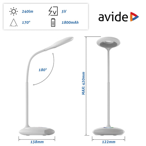 Avide 62287644 Namizna svetilka RGB Bela LED NW