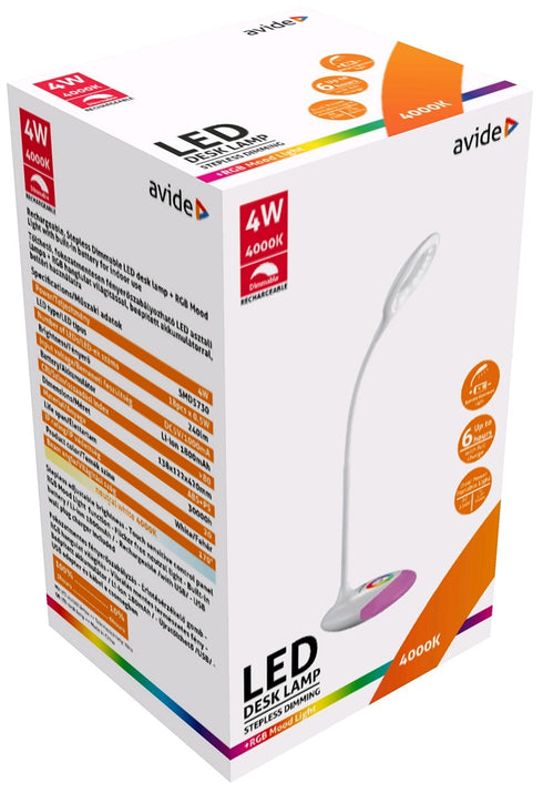 Avide 62287644 Namizna svetilka RGB Bela LED NW