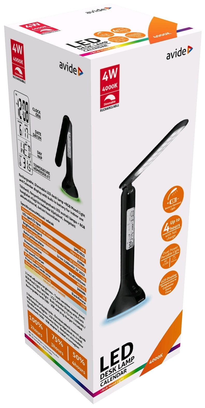 Avide 287804 Namizna svetilka Calendar LED RGB 4W NW 250 lm