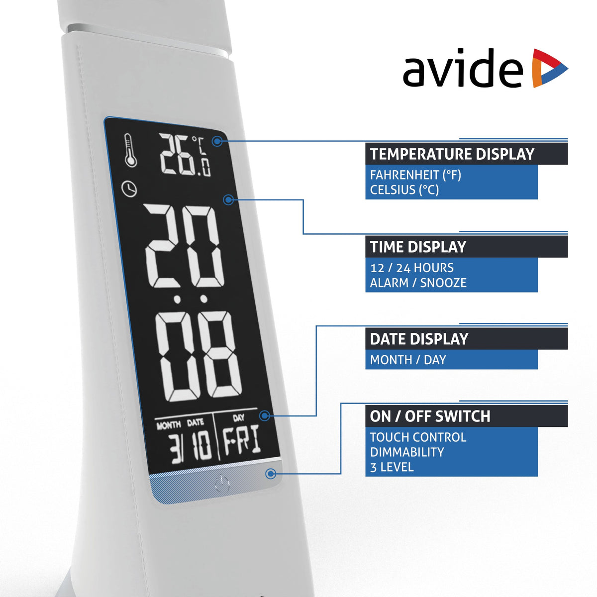 Avide 280515 Namizna svetilka LED Bussines Leather Calendar 6W NW