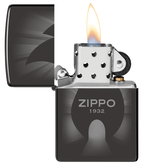 Zippo 46175 vžigalnik Campfire Zippo Fire Logo, High Polish Black
